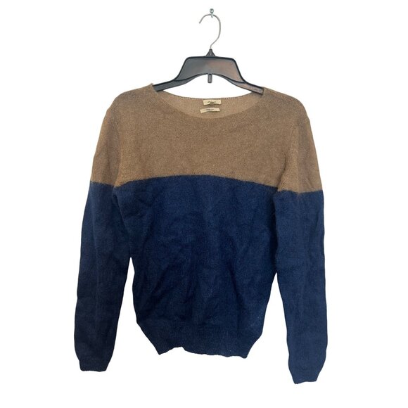 Bellerose Womens Colorblock Sweater Size 2 Beige & Navy Mohair Blend Long Sleeve - Picture 1 of 4